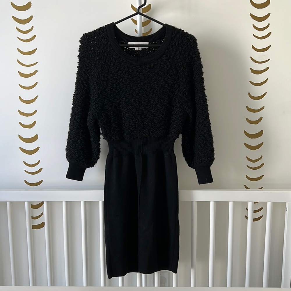 ALEXANDER WANG TRICOT KNIT BOUCLE DRESS BLACK XS